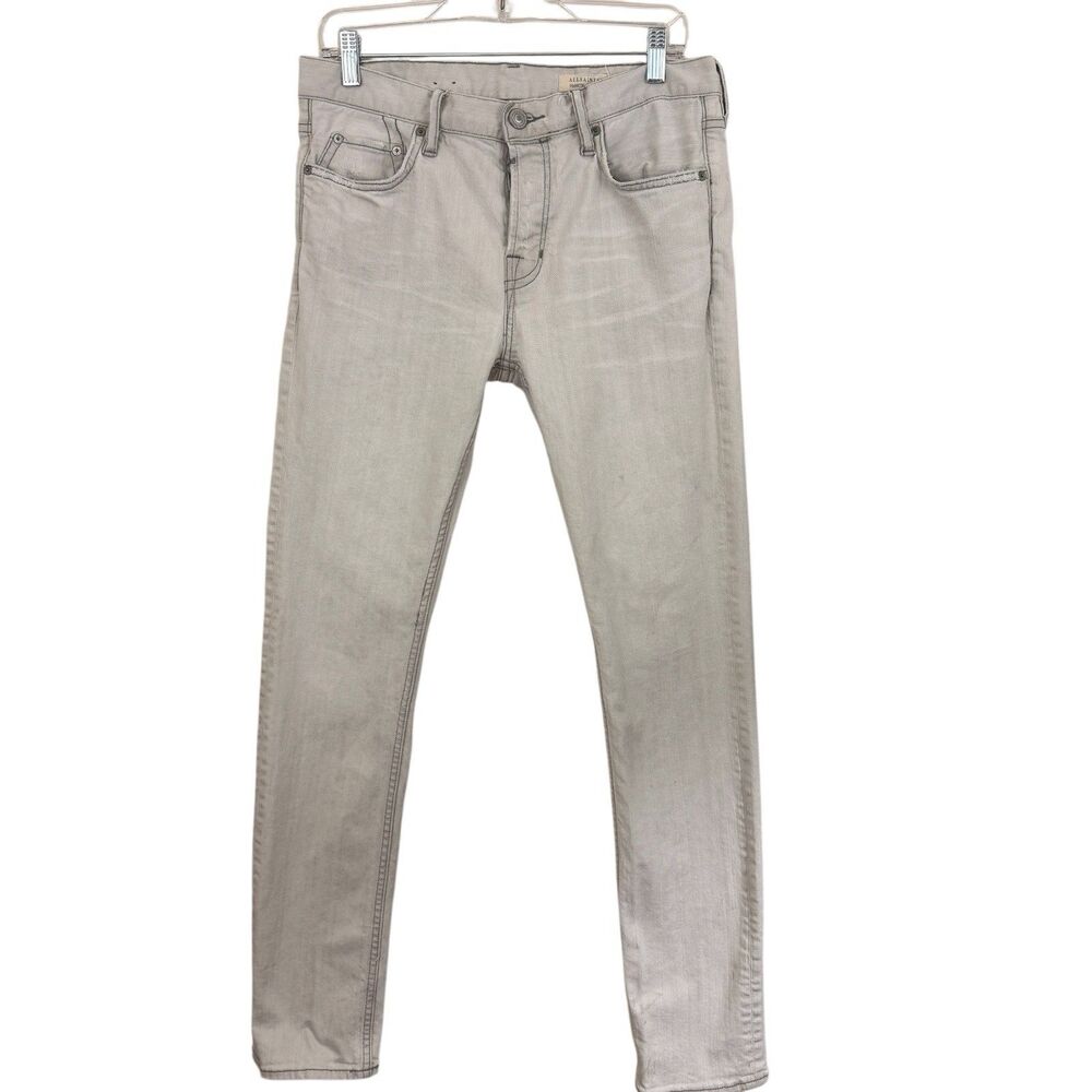 AllSaints Cigarette Slim Jeans Men’s Sz 31 X 31 Button Fly Light Blue Gray